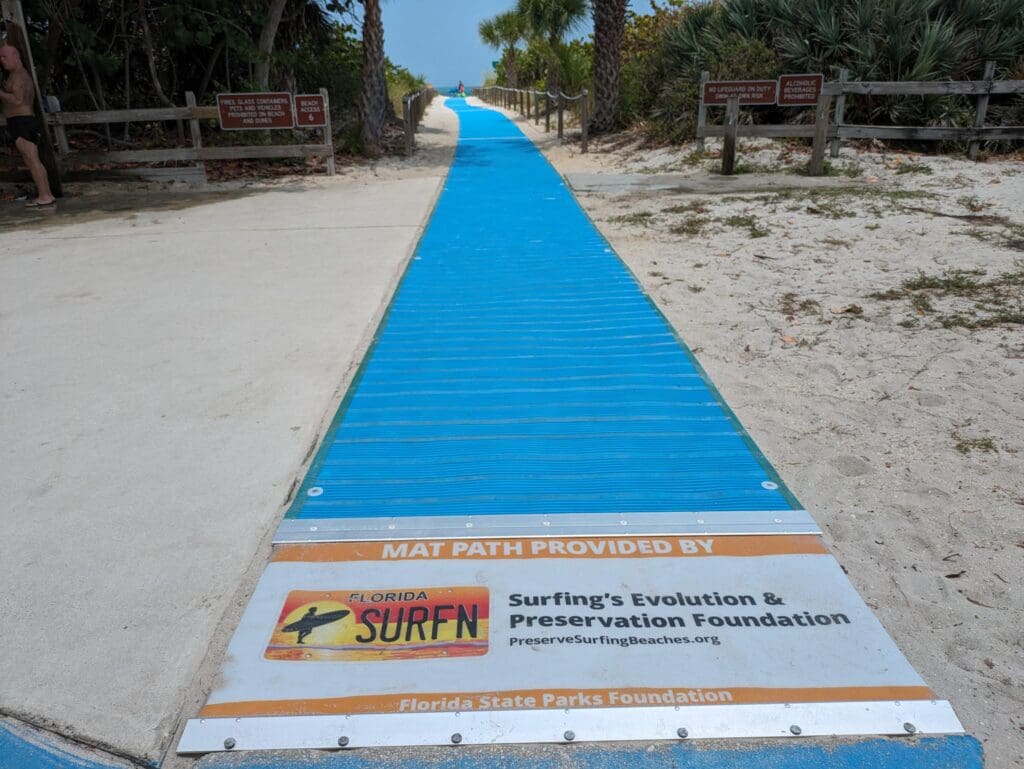 beach access matting at Bill Baggs purchased with the donation from Surfing's Evolution & Preservation Foundation